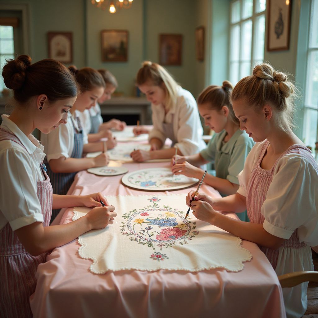 Embroidery workshop in progress